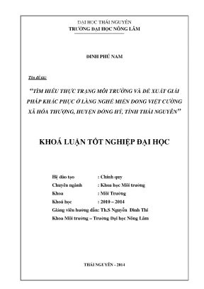 Giải pháp cải thiện môi trường tại làng nghề miến dong
