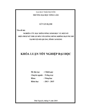 Nghiên cứu đặc điểm nông sinh học và kỹ thuật trồng hồng