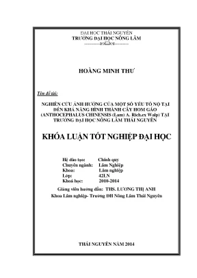 Nghiên cứu ảnh hưởng yếu tố nội tại đến hình thành cây