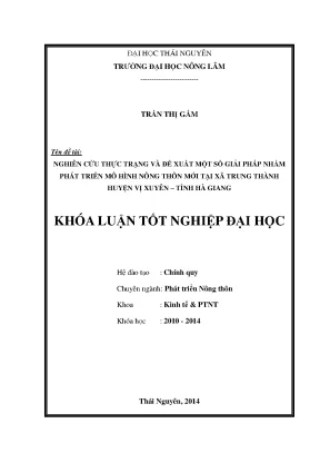 Giải pháp phát triển mô hình nông thôn mới tại xã Trung