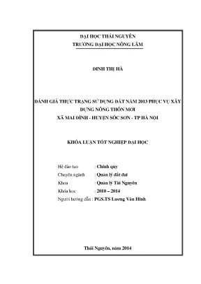 Đánh giá sử dụng đất năm 2013 cho xây dựng nông thôn mới