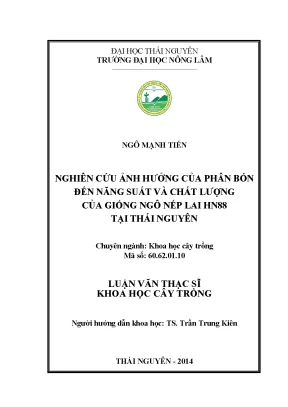 Nghiên cứu ảnh hưởng của phân bón đến năng suất và chất