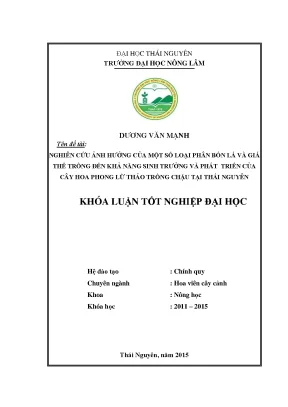 Nghiên cứu ảnh hưởng của phân bón lá và giá thể đến sự 