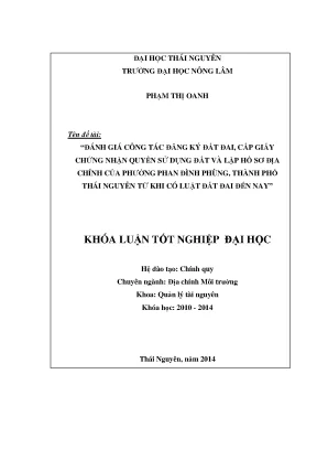 Đánh giá công tác đăng ký đất đai và cấp giấy chứng nhận