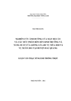 Nghiên cứu ảnh hưởng của mật độ cấy và phân bón đến năng