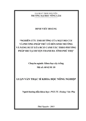 Nghiên cứu ảnh hưởng mật độ cấy và phương pháp trừ cỏ