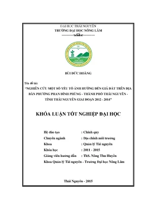 Yếu tố ảnh hưởng đến giá đất tại phường Phan Đình Phùng,