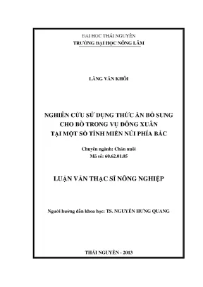 Nghiên cứu sử dụng thức ăn bổ sung cho bò vụ đông xuân