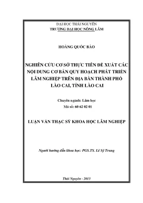Luận Văn Thạc Sĩ: Quy Hoạch Phát Triển Lâm Nghiệp Tại