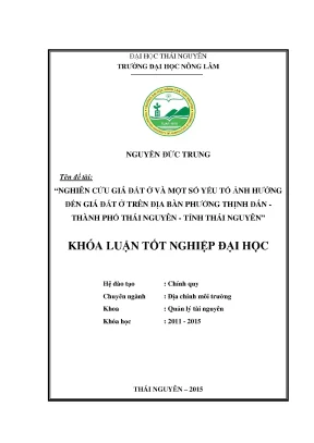 Nghiên cứu giá đất ở và các yếu tố ảnh hưởng tại phường