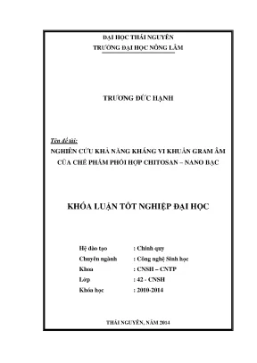 Khả năng kháng vi khuẩn gram âm của chitosan nano bạc