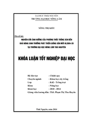 Nghiên cứu ảnh hưởng phương thức trồng xen đến sự phát