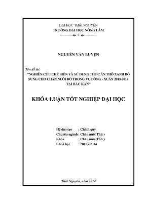 Nghiên cứu chế biến và sử dụng thức ăn thô xanh cho bò