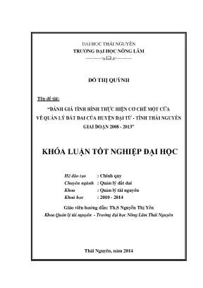 Đánh giá cơ chế một cửa trong quản lý đất đai tại huyện