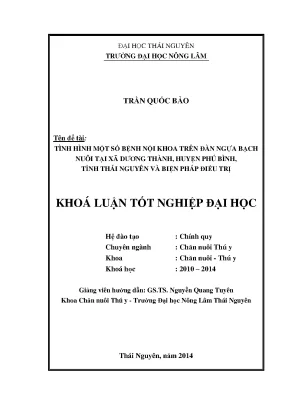 Bệnh nội khoa ở ngựa bạch tại Dương Thành, Phú Bình: