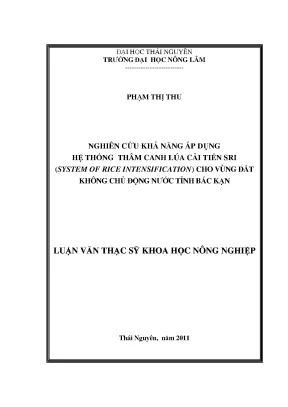 Nghiên cứu áp dụng hệ thống canh tác lúa cải tiến SRI