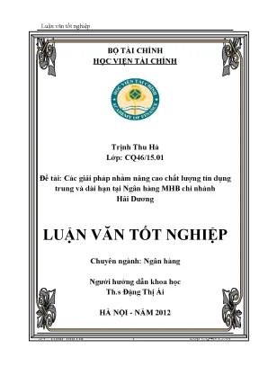 Giải pháp nâng cao chất lượng tín dụng trung và dài hạn