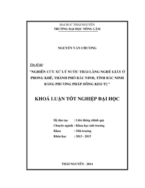 Nghiên cứu xử lý nước thải làng nghề giấy tại Phong Khê,