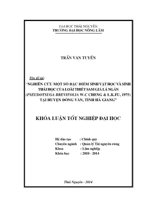 Nghiên cứu đặc điểm sinh vật học và sinh thái học của