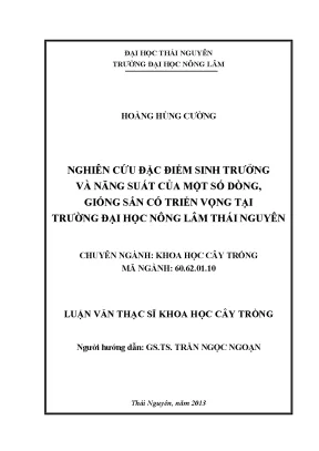 Nghiên cứu sinh trưởng và năng suất các dòng sắn triển