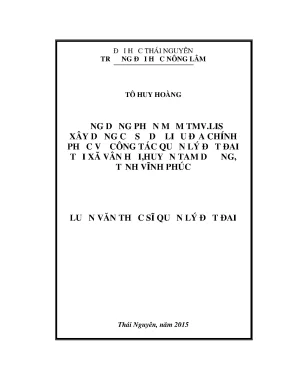 Ứng Dụng Phần Mềm TMV LIS Xây Dựng Cơ Sở Dữ Liệu Địa