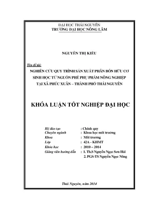 Nghiên cứu sản xuất phân bón hữu cơ sinh học từ phế phụ