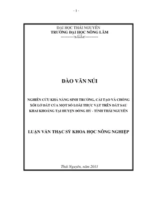 Nghiên cứu khả năng sinh trưởng và chống xói lở của thực