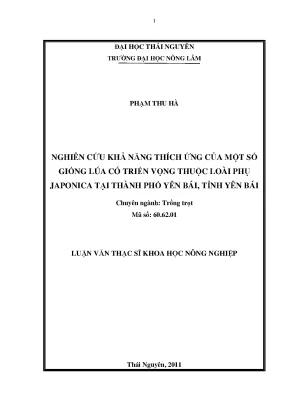 Nghiên cứu khả năng thích ứng của giống lúa japonica tại