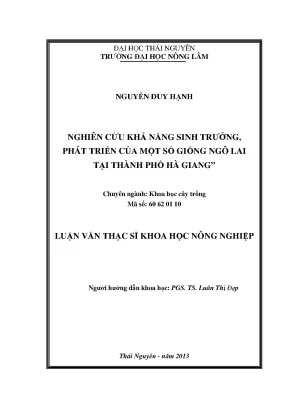 Nghiên Cứu Khả Năng Sinh Trưởng Của Giống Ngô Lai Tại Hà