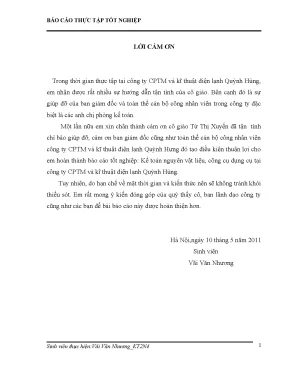 Luận Văn Tốt Nghiệp Kế Toán Nguyên Vật Liệu & Công Cụ