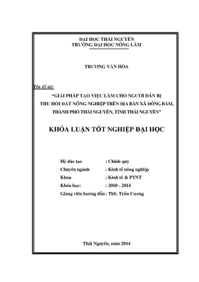 Giải pháp tạo việc làm cho người dân bị thu hồi đất nông