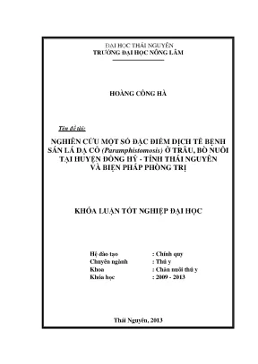 Nghiên cứu đặc điểm dịch tễ và biện pháp phòng trị bệnh
