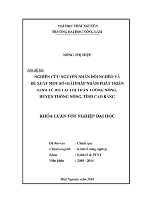 Nghiên cứu nguyên nhân đói nghèo và giải pháp phát triển
