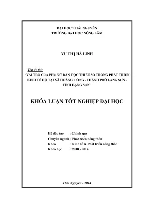Vai trò của phụ nữ dân tộc thiểu số trong phát triển