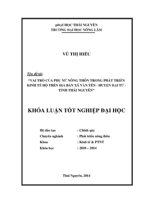 Vai trò của phụ nữ nông thôn trong phát triển kinh tế hộ