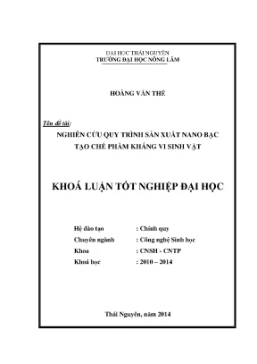Nghiên cứu quy trình sản xuất nano bạc ứng dụng trong