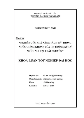 Nghiên cứu khả năng tách Fe trong nước giếng khoan bằng