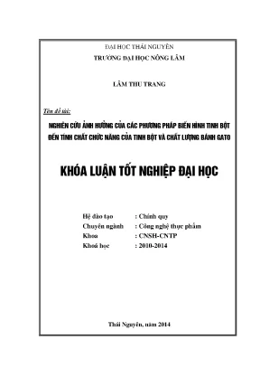 Luận văn thạc sĩ nghiên cứu ảnh hưởng của các phương pháp biến hình tinh bột đến tính chất chức năng của tinh bột và chất lượng bánh gato