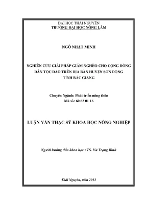 Giải Pháp Giảm Nghèo Cho Cộng Đồng Dân Tộc Dao Tại Huyện