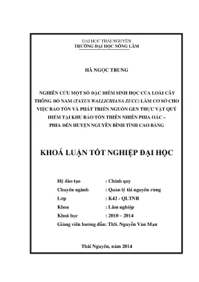 Nghiên cứu đặc điểm sinh học cây thông đỏ nam Taxus