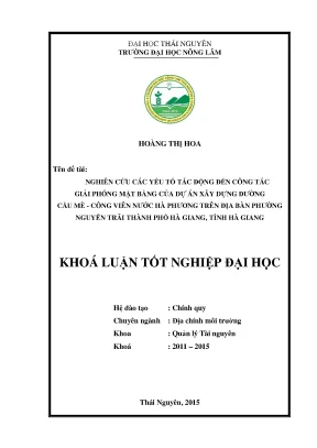 Nghiên cứu tác động đến giải phóng mặt bằng dự án cầu Mè