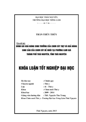Đánh Giá Sinh Trưởng Chim Cút Thịt Và Sinh Sản Chim Cút