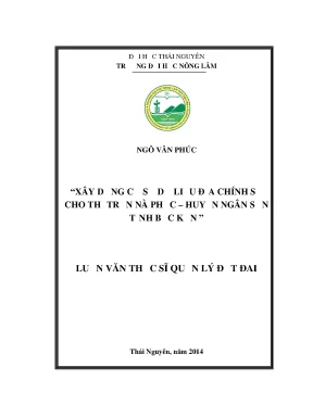 Luận Văn Thạc Sĩ: Xây Dựng Cơ Sở Dữ Liệu Địa Chính Số