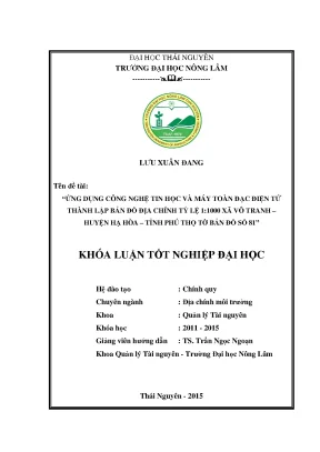Ứng Dụng Công Nghệ Tin Học Và Máy Toàn Đạc Điện Tử Thành