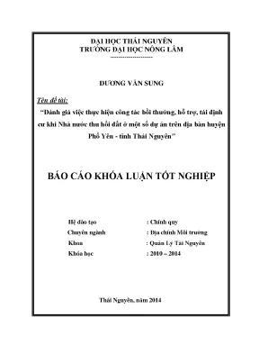 Đánh giá công tác bồi thường và tái định cư tại huyện