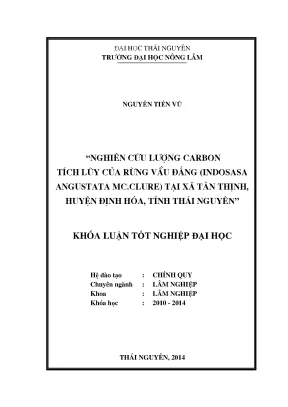Nghiên cứu lượng carbon tích lũy trong rừng vầu đắng