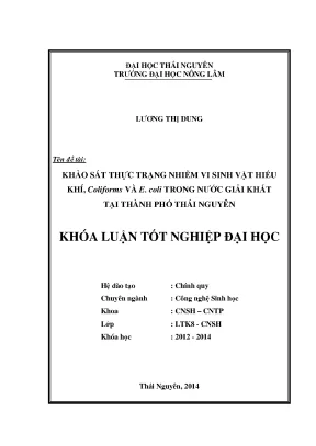 Khảo sát thực trạng nhiễm Coliforms và E. coli trong