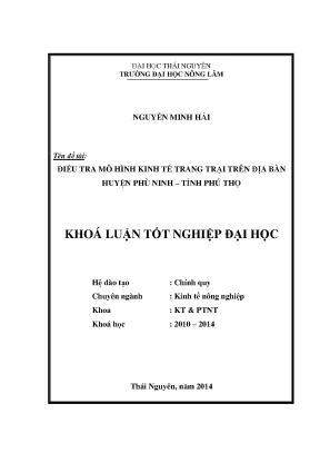 Luận Văn Thạc Sĩ: Mô Hình Kinh Tế Trang Trại Tại Huyện