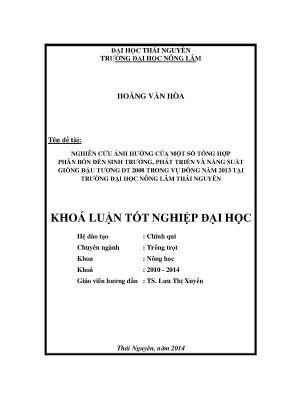 Nghiên cứu ảnh hưởng của phân bón đến năng suất đậu