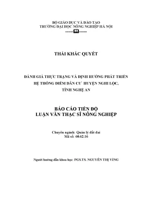 Phát Triển Hệ Thống Điểm Dân Cư Huyện Nghi Lộc, Nghệ An
